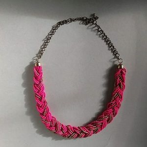 Pink and gold Braided Statement Necklace